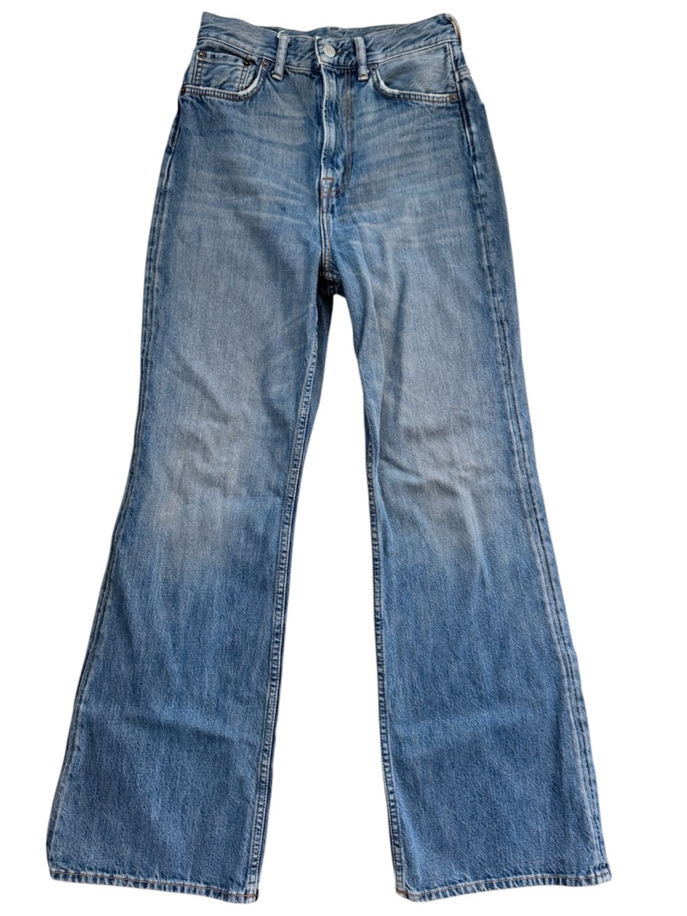 Acne Studios Classic High-Rise Flare Jeans in Light Blue